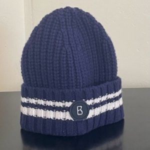 Navy Blue NWT Bogner Beanie with white stripes